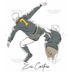 Eric Cantona the Kick Illustration line art