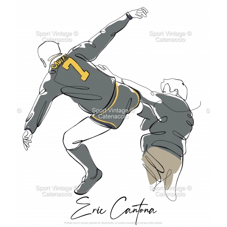 Eric Cantona the Kick Illustration line art