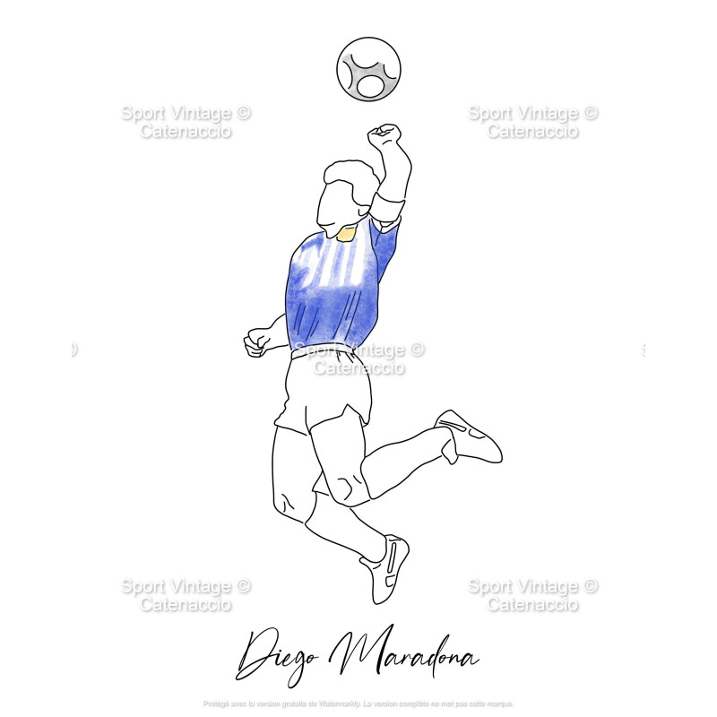 Diego Maradona Mano de Dios Line art