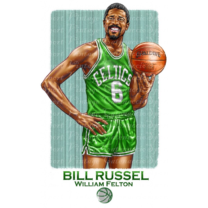 Bill Russell Celtics Boston : Illustration Poster Art