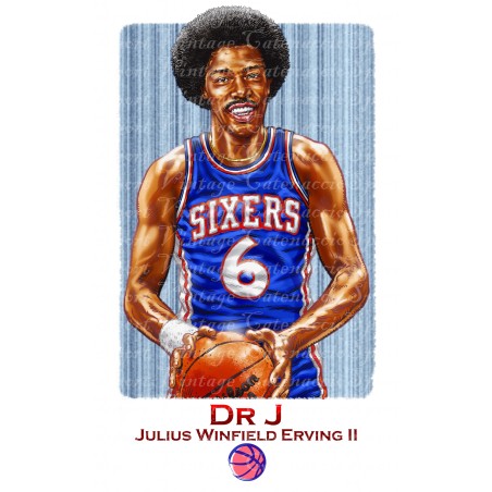 Julius Erving Sixers : Illustration Art