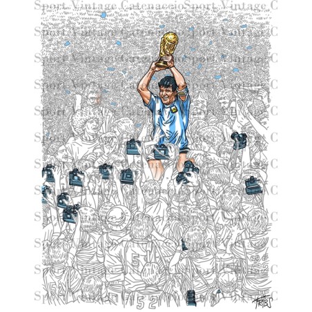 Diego Maradona 1986 : Illustration Art