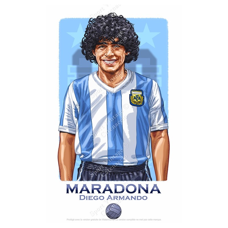 Diego Maradona Argentine 1982 : Illustration Art