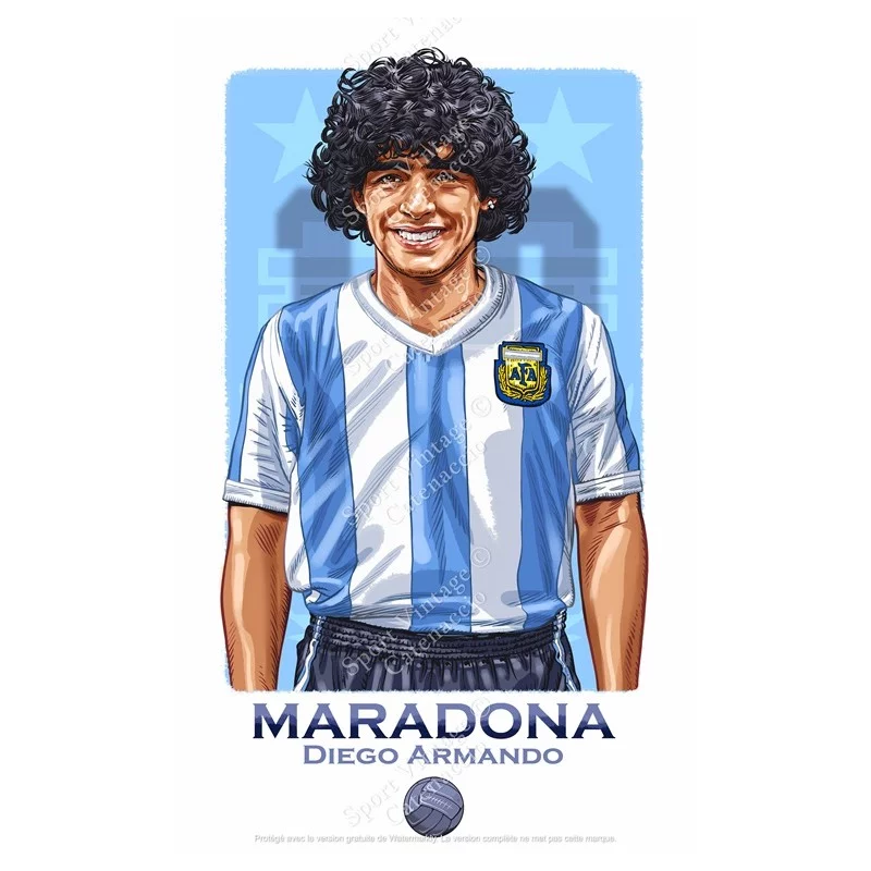 Diego Maradona Argentine 1982 : Illustration Art