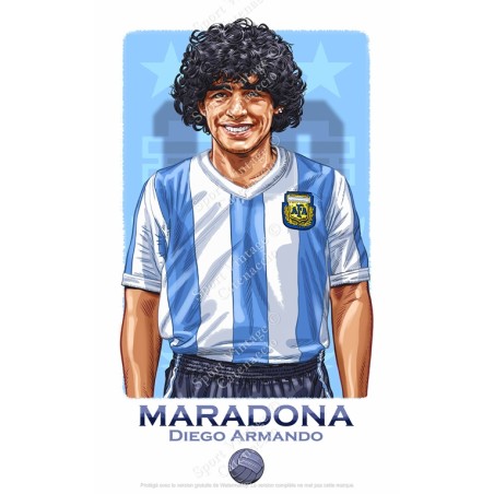 Diego Maradona Argentine 1982 : Illustration Art