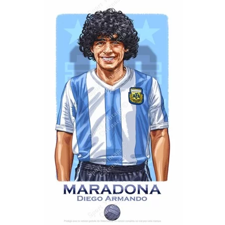 Diego Maradona Argentine 1982 : Illustration Art