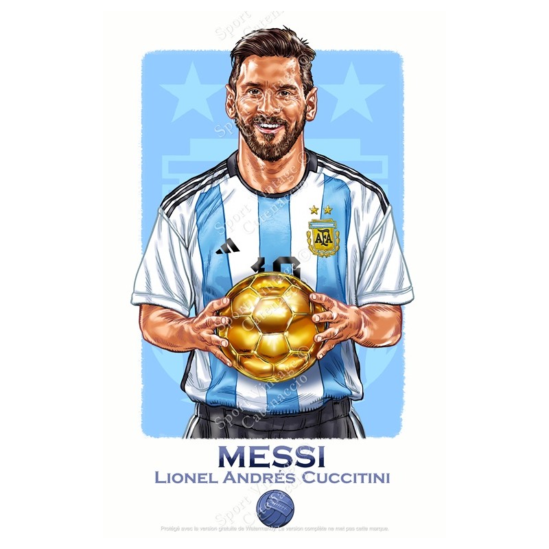 Leo Messi Argentine 2022 : Illustration Or