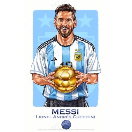 Leo Messi Argentine 2022 : Illustration Or