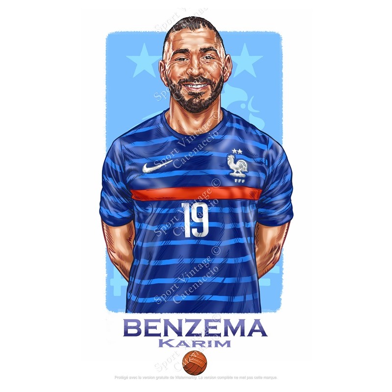 karim benzema france 2022 poster sport vintage