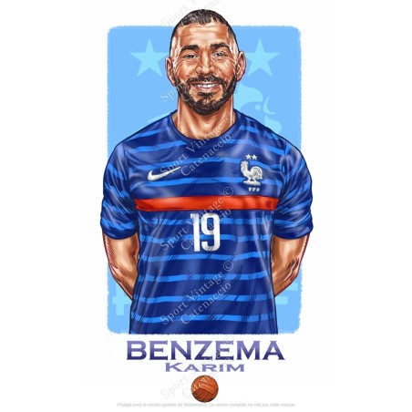 karim benzema france 2022 poster sport vintage