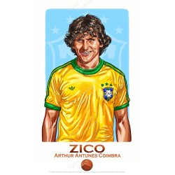 zico brésil 1982 illustration sport vitage