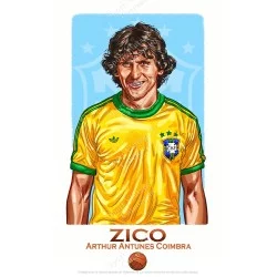 zico brésil 1982 illustration sport vitage