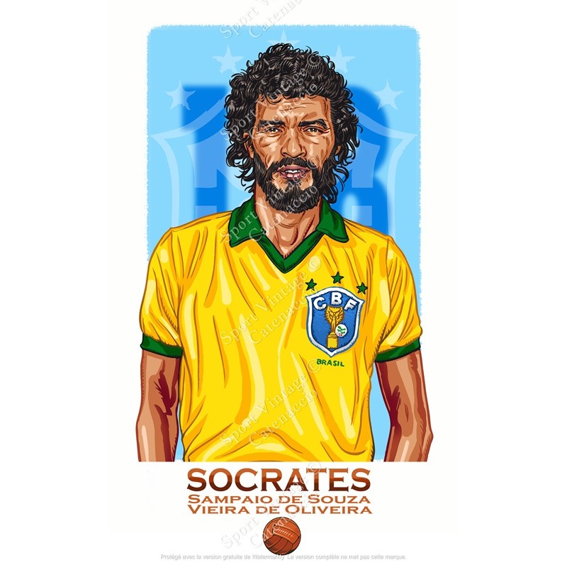 Socrates Brésil 1986 - Illustration "Wall of fame"