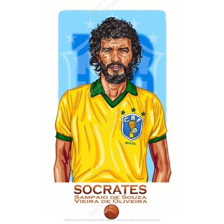 Socrates Brésil 1986 - Illustration "Wall of fame"