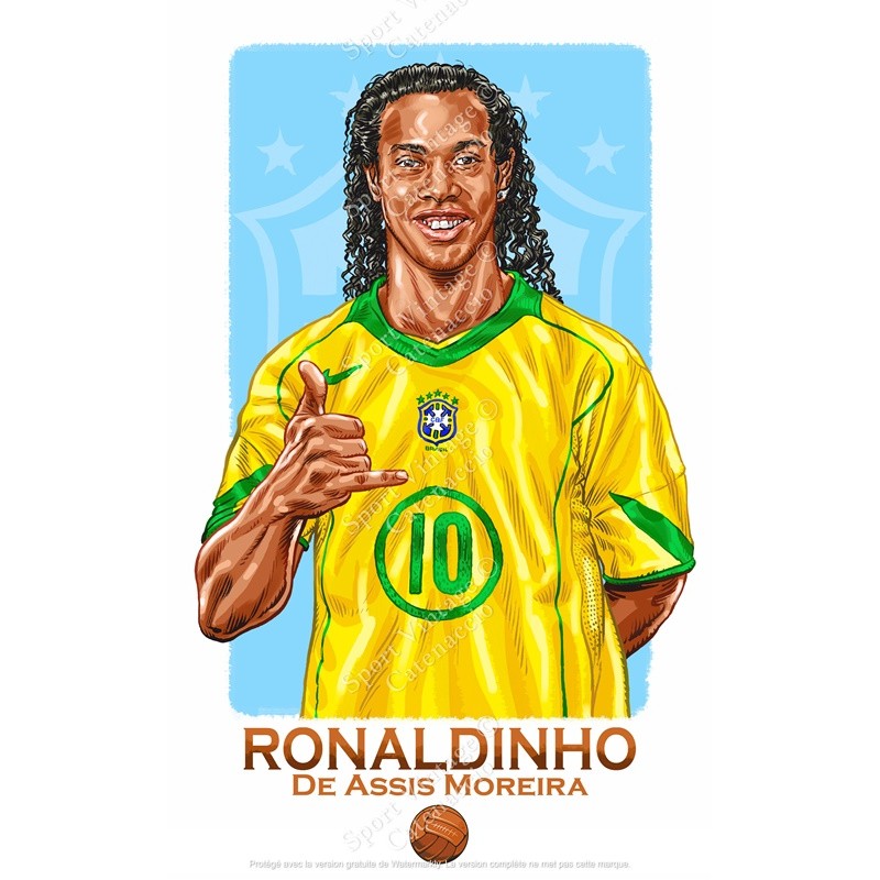 Ronaldinho Brésil 2006- Illustration "Wall of Fame"