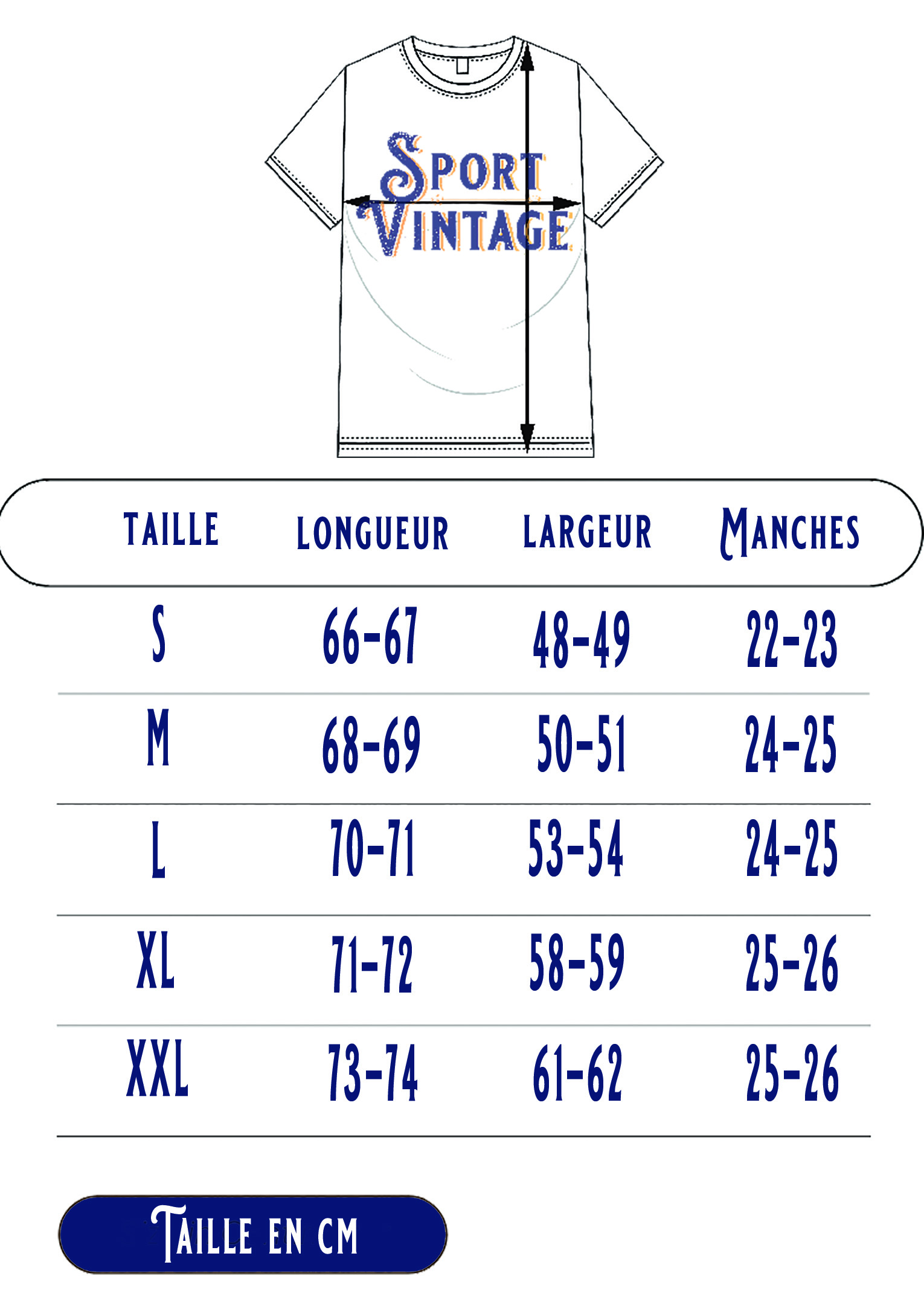 mensurations maillot vintage psg